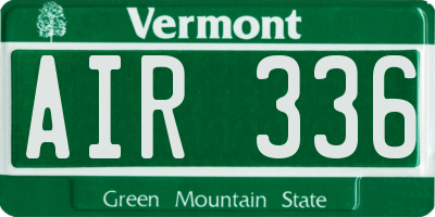 VT license plate AIR336