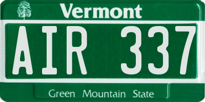 VT license plate AIR337
