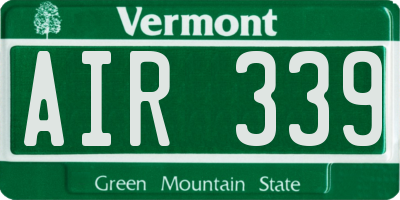 VT license plate AIR339
