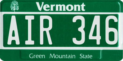 VT license plate AIR346