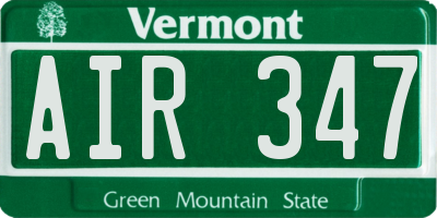 VT license plate AIR347
