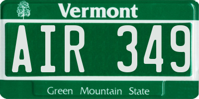 VT license plate AIR349