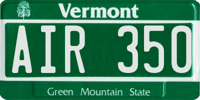 VT license plate AIR350
