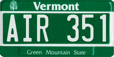VT license plate AIR351