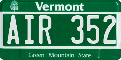 VT license plate AIR352