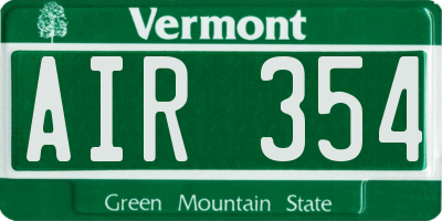 VT license plate AIR354