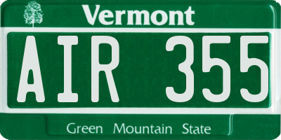 VT license plate AIR355