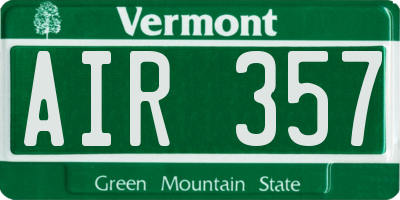 VT license plate AIR357