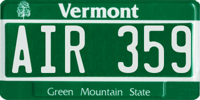 VT license plate AIR359