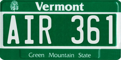 VT license plate AIR361