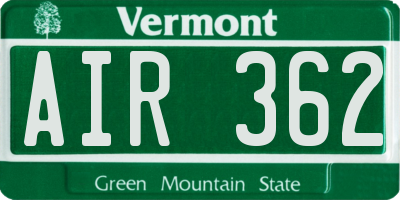 VT license plate AIR362