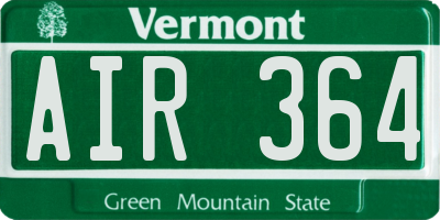 VT license plate AIR364