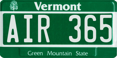 VT license plate AIR365