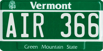 VT license plate AIR366