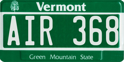 VT license plate AIR368