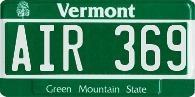 VT license plate AIR369