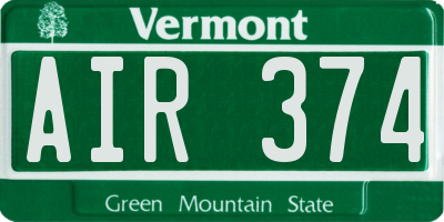 VT license plate AIR374