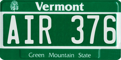 VT license plate AIR376