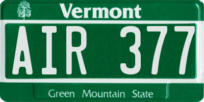 VT license plate AIR377