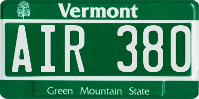 VT license plate AIR380
