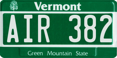 VT license plate AIR382