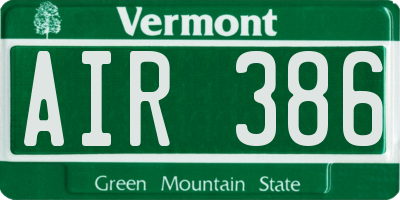 VT license plate AIR386