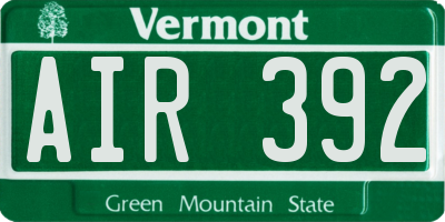 VT license plate AIR392