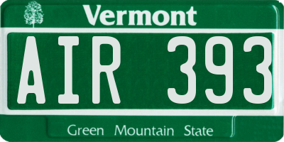 VT license plate AIR393