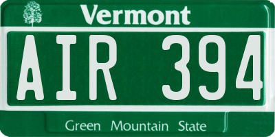 VT license plate AIR394