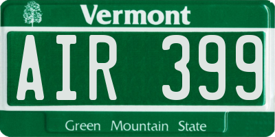 VT license plate AIR399