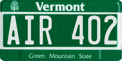 VT license plate AIR402