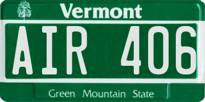 VT license plate AIR406