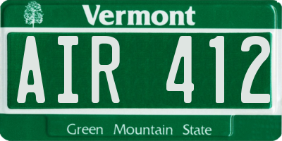 VT license plate AIR412