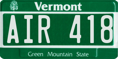 VT license plate AIR418