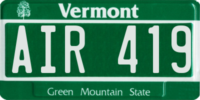 VT license plate AIR419