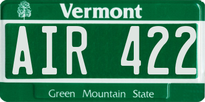 VT license plate AIR422