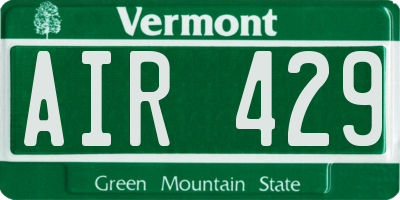 VT license plate AIR429