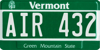 VT license plate AIR432