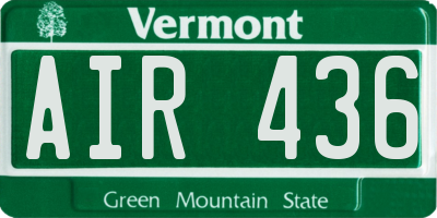 VT license plate AIR436