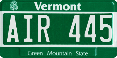 VT license plate AIR445