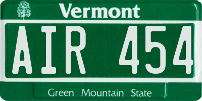 VT license plate AIR454
