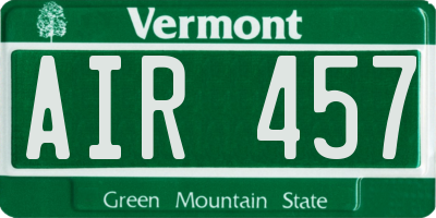 VT license plate AIR457