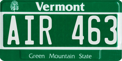 VT license plate AIR463