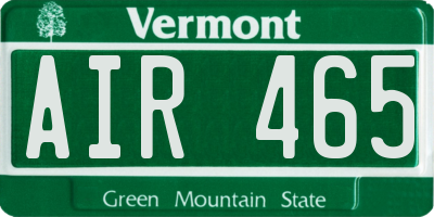 VT license plate AIR465