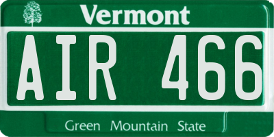 VT license plate AIR466