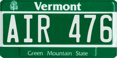VT license plate AIR476