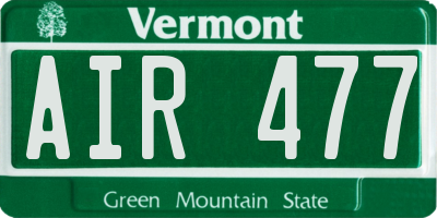 VT license plate AIR477