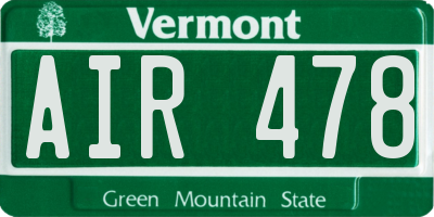 VT license plate AIR478