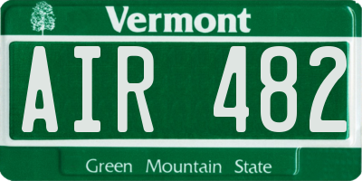 VT license plate AIR482