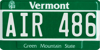 VT license plate AIR486